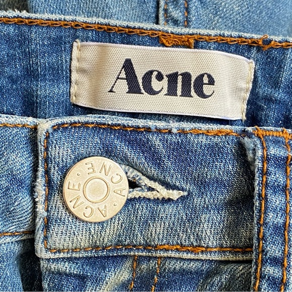 ACNE STUDIOS kex catch low waist skinny straight leg knee stitching blue jeans - Picture 7 of 10